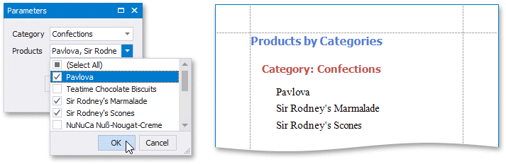 Cascading report parameters