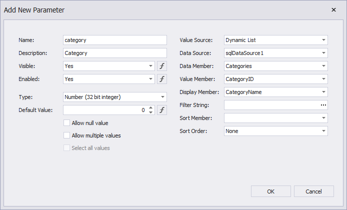 Create category parameter