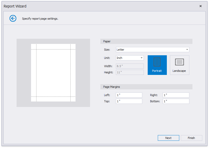 ReportWizard-SpecifyReportPageSettings