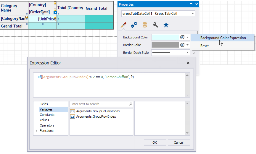 eurd-win-cross-tab-cell-back-color-expression