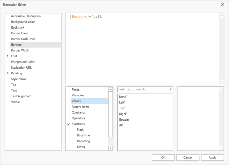 Enumeration in Expression Editor