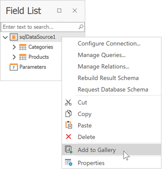 Field List - Add Data Source to Report Gallery