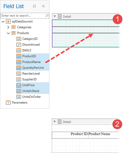 Field List - Create Column Headers