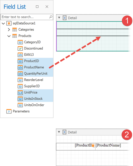 design-time-field-list-drop-multiple-fields