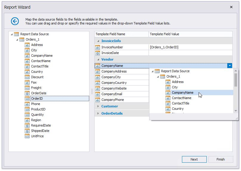 report-template-wizard-map-fields-drop-down-list