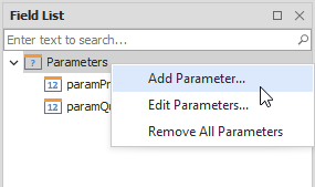 Create a parameter from the Field List