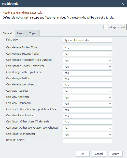 Modify Role Dialog