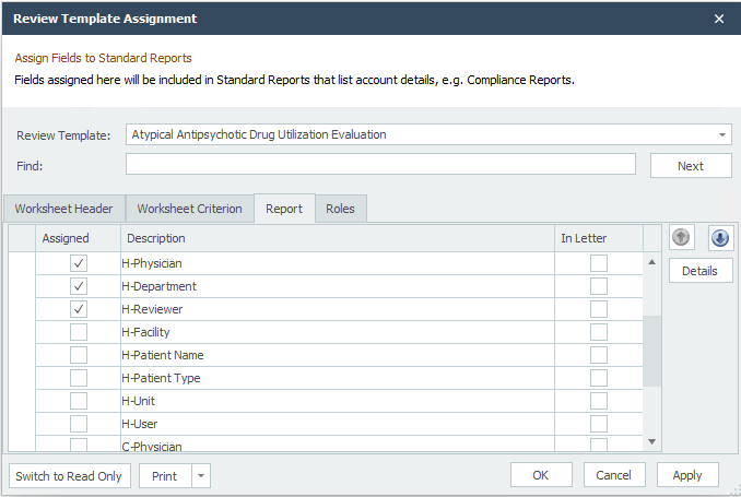 Review Template Assignment Dialog 3