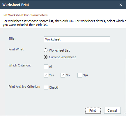 Print Worksheet Dialog