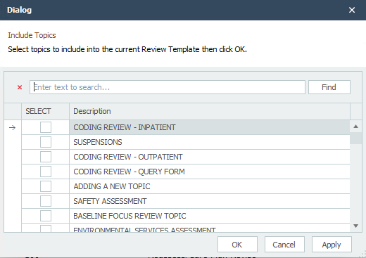 Include Topics Dialog