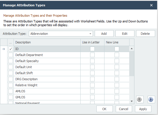 Attribute Types Dialog