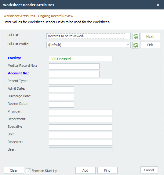 Worksheet Header Attributes Dialog