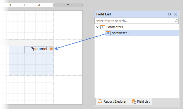 Drag and drop a report parameter