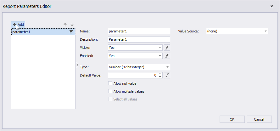 Report Parameters Editor