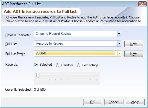 Pull List Worksheet add from Interface Dialog