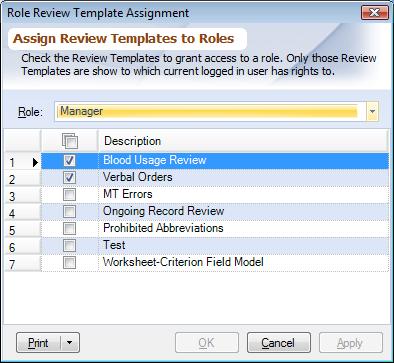 Review Template to Role Assignment Dialog