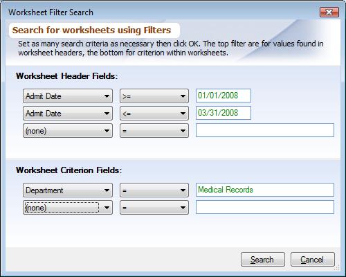 Worksheet Filter Search Dialog